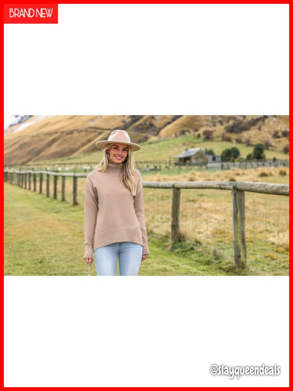 Women's Turtleneck Sweater Pullover Chunky Knitted Long Sleeve - Picture 4 of 4
